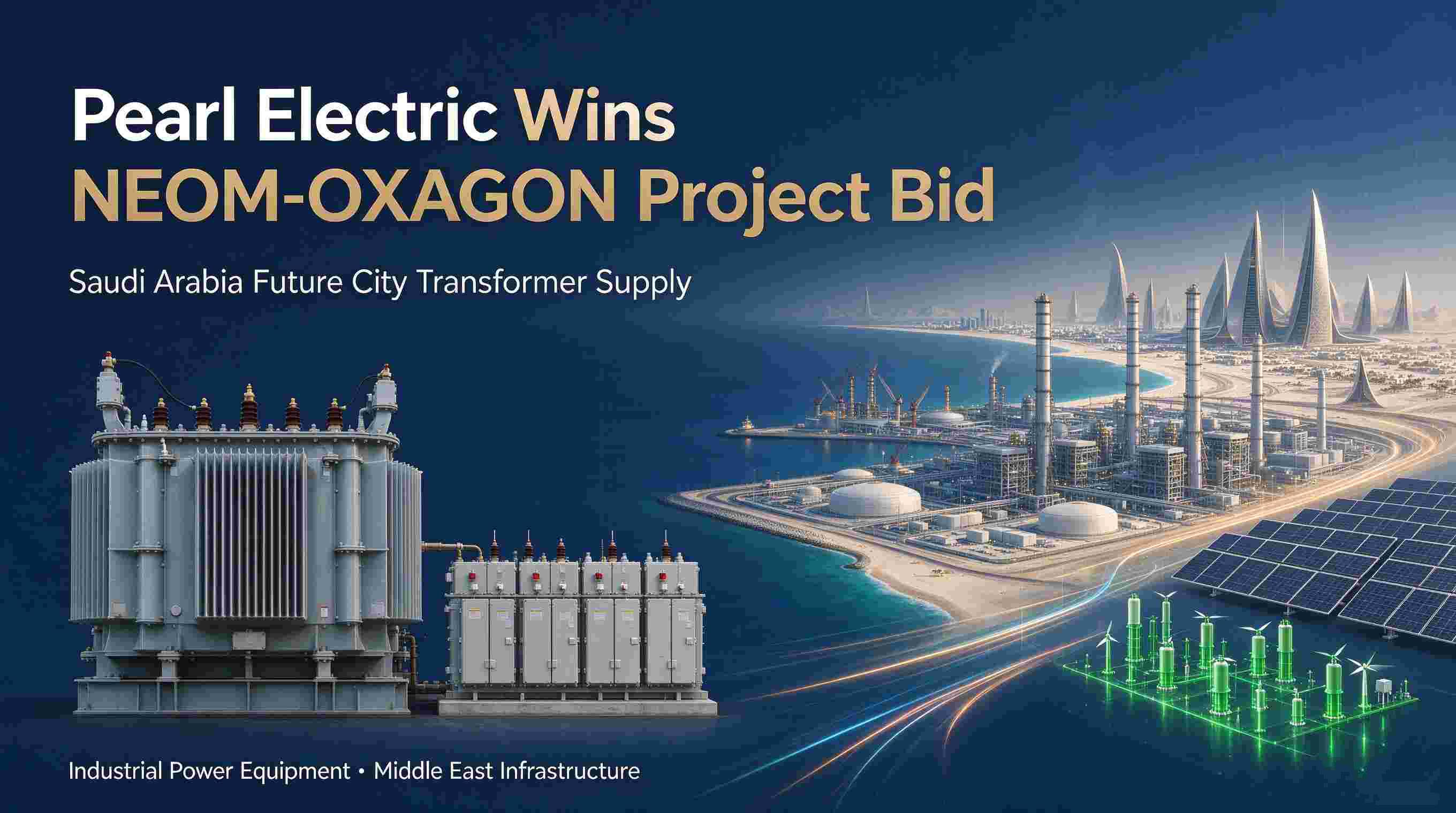 Pearl Electric Custom-Engineers Power Transformers for the NEOM-OXAGON Industrial Project Transformadores de potencia de Pearl Electric Custom-Engineers para el proyecto industrial NEOM-OXAGON